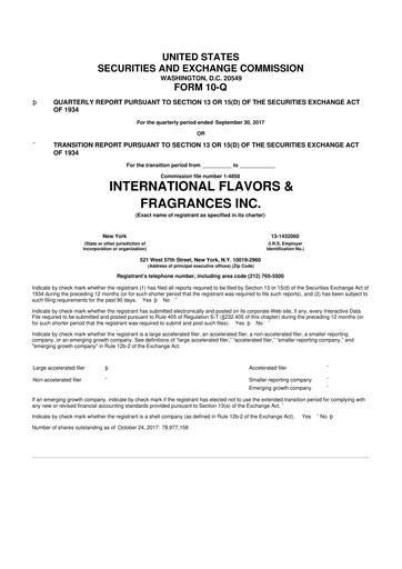 Thumbnail International Flavors & Fragrances
 10-Q Quarterly Report FY2017 
