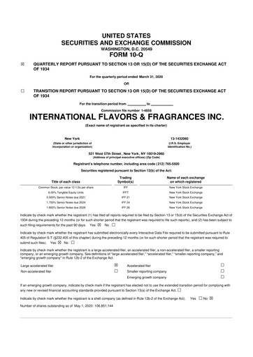 Thumbnail International Flavors & Fragrances
 10-Q Quarterly Report FY2020 