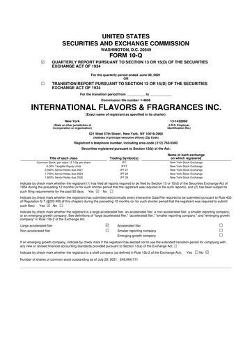 Thumbnail International Flavors & Fragrances
 10-Q Quarterly Report FY2021 