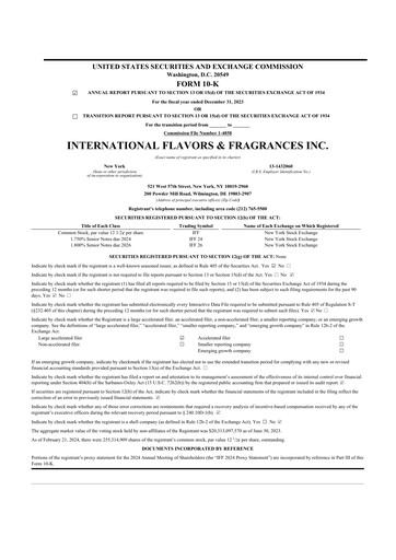 Thumbnail International Flavors & Fragrances
 10-K Annual Report 2023