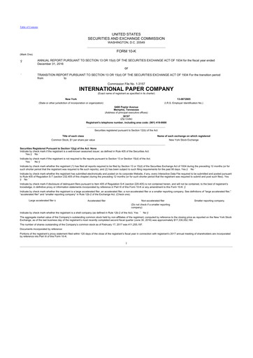 Thumbnail International Paper
 10-K Annual Report 2016