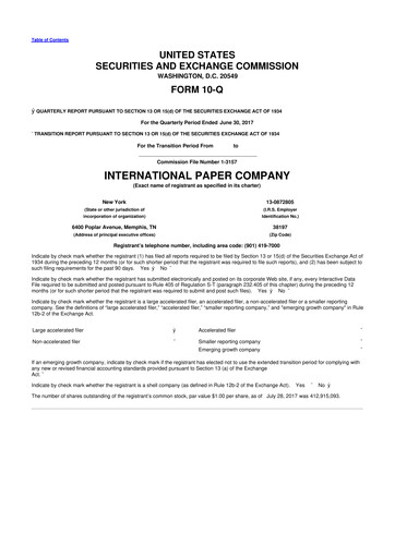 Thumbnail International Paper
 10-Q Quarterly Report FY2017 