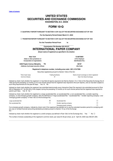 Thumbnail International Paper
 10-Q Quarterly Report FY2020 