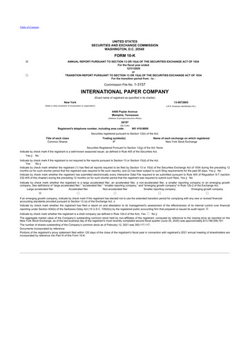 Thumbnail International Paper
 10-K Annual Report 2020