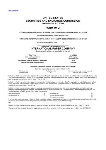 Thumbnail International Paper
 10-Q Quarterly Report FY2024 