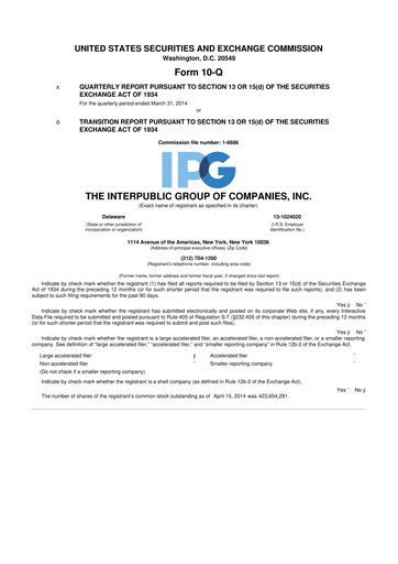 Thumbnail The Interpublic Group of Companies 10-Q Quarterly Report FY2014 