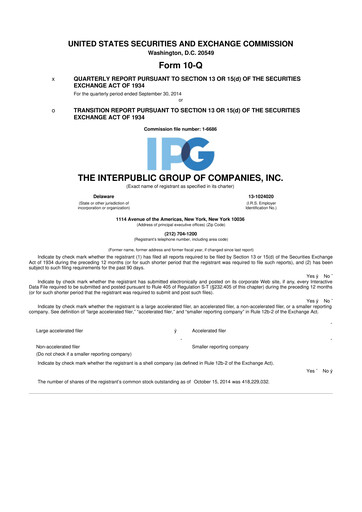 Thumbnail The Interpublic Group of Companies 10-Q Quarterly Report FY2014 