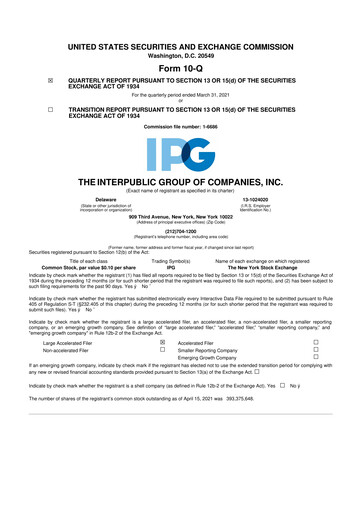 Thumbnail The Interpublic Group of Companies 10-Q Quarterly Report FY2021 