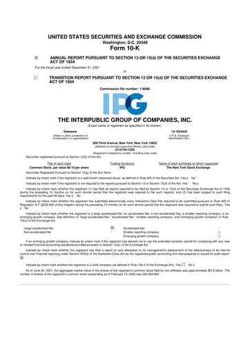 Thumbnail The Interpublic Group of Companies 10-K Annual Report 2021