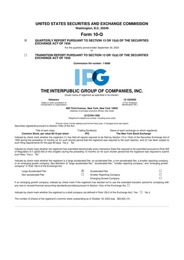 Thumbnail The Interpublic Group of Companies 10-Q Quarterly Report FY 