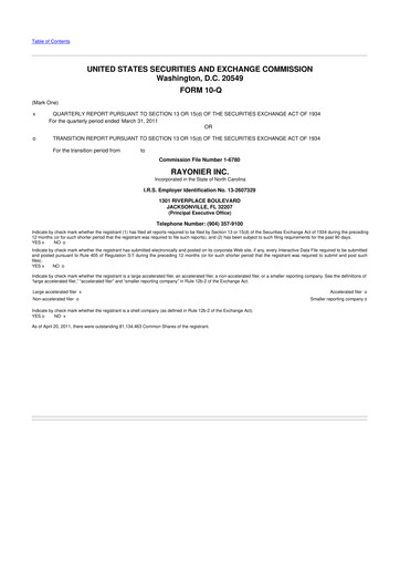 Thumbnail Rayonier 10-Q Quarterly Report FY 