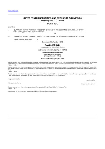 Thumbnail Rayonier 10-Q Quarterly Report FY 