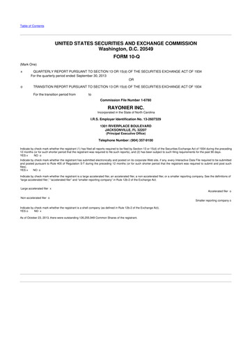 Thumbnail Rayonier 10-Q Quarterly Report FY 