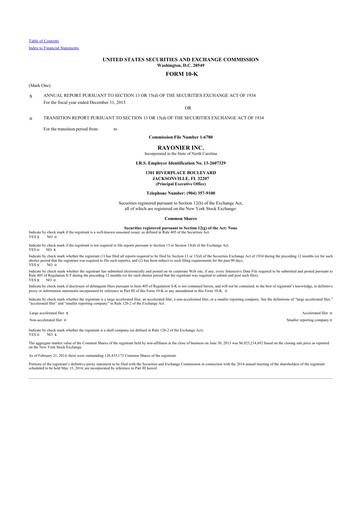 Thumbnail Rayonier 10-K Annual Report 2013