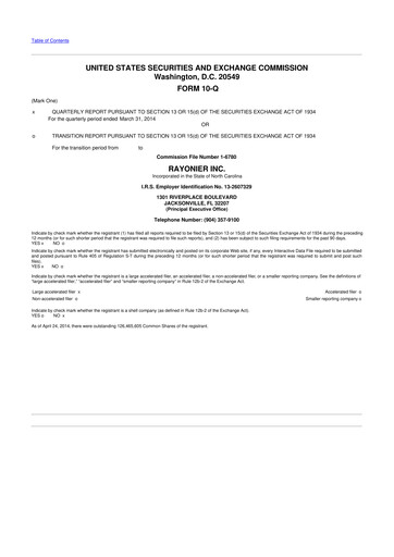 Thumbnail Rayonier 10-Q Quarterly Report FY 