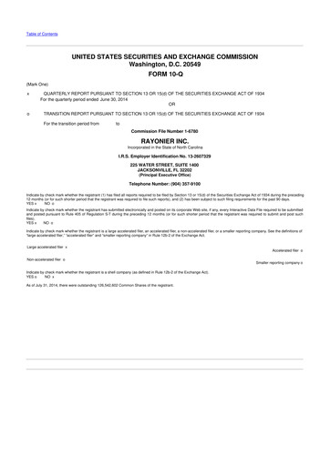 Thumbnail Rayonier 10-Q Quarterly Report FY 