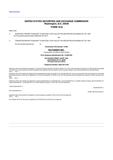Thumbnail Rayonier 10-Q Quarterly Report FY 