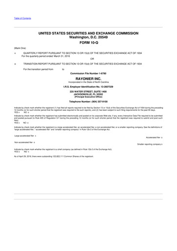 Thumbnail Rayonier 10-Q Quarterly Report FY 