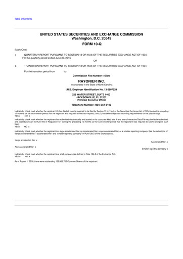 Thumbnail Rayonier 10-Q Quarterly Report FY 