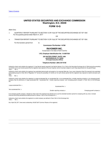 Thumbnail Rayonier 10-Q Quarterly Report FY 