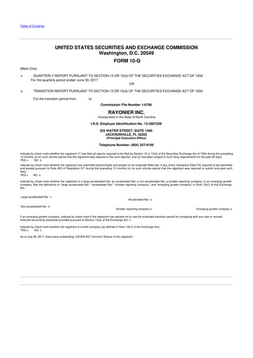 Thumbnail Rayonier 10-Q Quarterly Report FY 