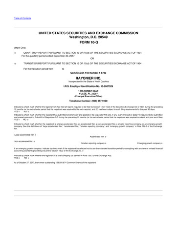 Thumbnail Rayonier 10-Q Quarterly Report FY 