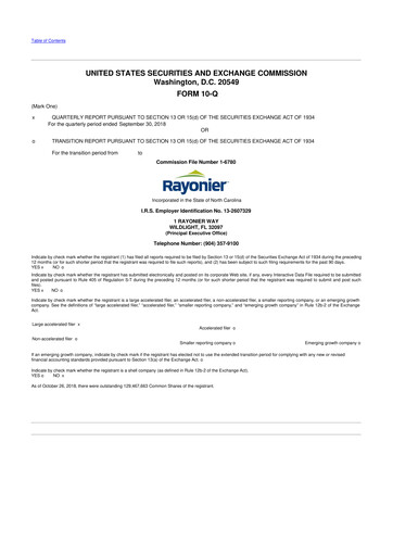 Thumbnail Rayonier 10-Q Quarterly Report FY 