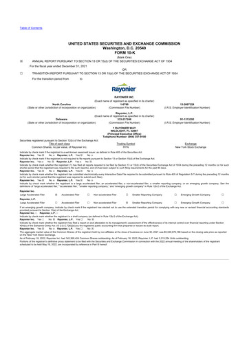 Thumbnail Rayonier 10-K Annual Report 