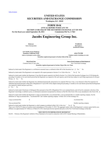 Thumbnail Jacobs Engineering 10-K Annual Report 2012