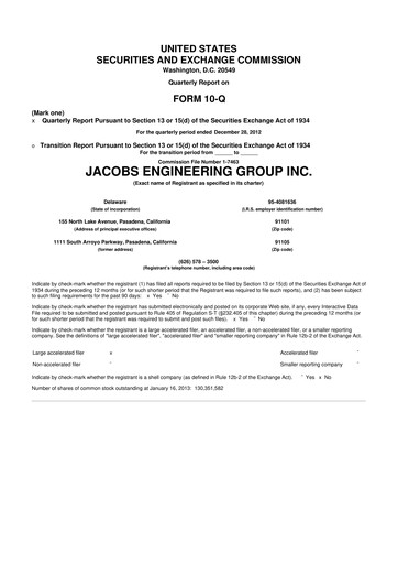 Thumbnail Jacobs Engineering 10-Q Quarterly Report FY2013 