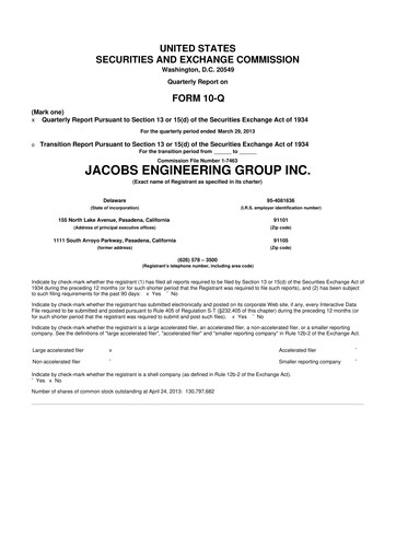 Thumbnail Jacobs Engineering 10-Q Quarterly Report FY2013 