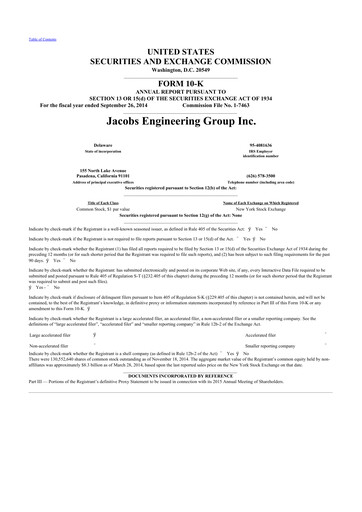 Thumbnail Jacobs Engineering 10-K Annual Report 2014