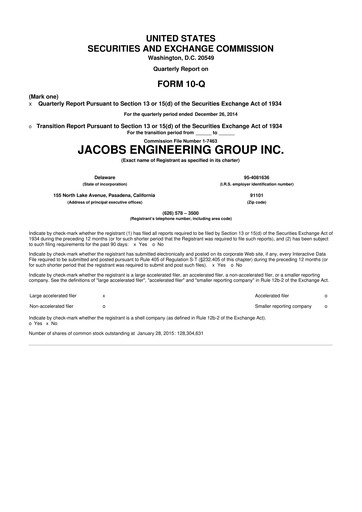 Thumbnail Jacobs Engineering 10-Q Quarterly Report FY2015 