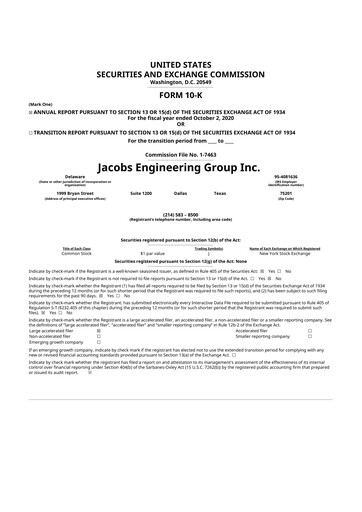Thumbnail Jacobs Engineering 10-K Annual Report 2020