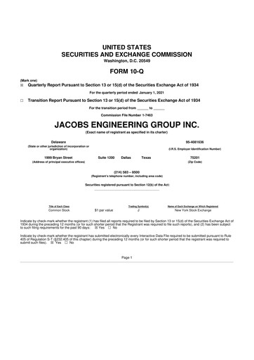 Thumbnail Jacobs Engineering 10-Q Quarterly Report FY 