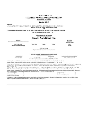 Thumbnail Jacobs Engineering 10-K Annual Report 2023