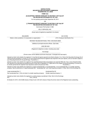 Miniature Kelly Services
 10-Q Rapport trimestriel 2014 