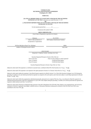 Thumbnail Kelly Services
 10-K Annual Report 2017