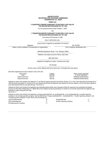 Miniature Kelly Services
 10-Q Rapport trimestriel 2023 