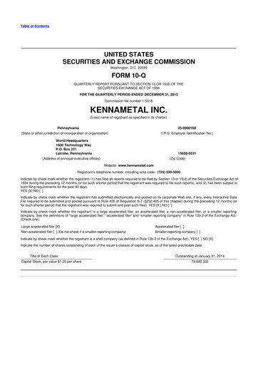 Miniature Kennametal 10-Q Rapport trimestriel 2014 