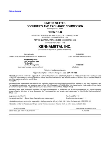 Miniature Kennametal 10-Q Rapport trimestriel 2015 