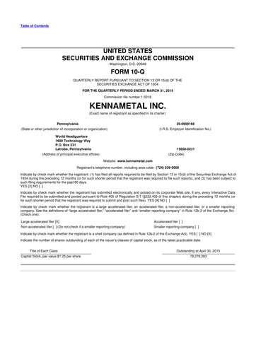 Miniature Kennametal 10-Q Rapport trimestriel 2015 