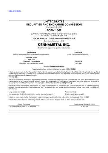 Miniature Kennametal 10-Q Rapport trimestriel 2017 