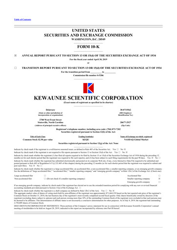 Thumbnail Kewaunee Scientific Corporation 10-K Annual Report 2019