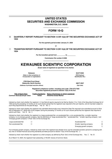 Thumbnail Kewaunee Scientific Corporation 10-Q Quarterly Report FY2020 
