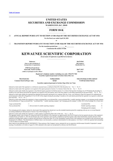 Thumbnail Kewaunee Scientific Corporation 10-K Annual Report 2020