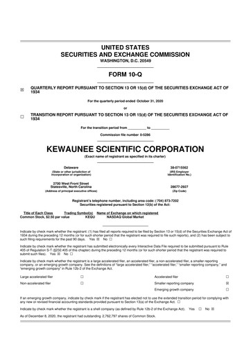 Thumbnail Kewaunee Scientific Corporation 10-Q Quarterly Report FY2021 