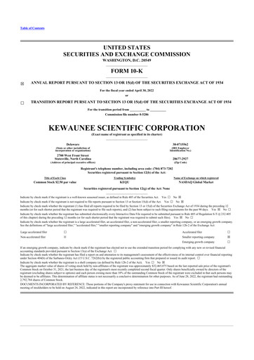 Thumbnail Kewaunee Scientific Corporation 10-K Annual Report 2022