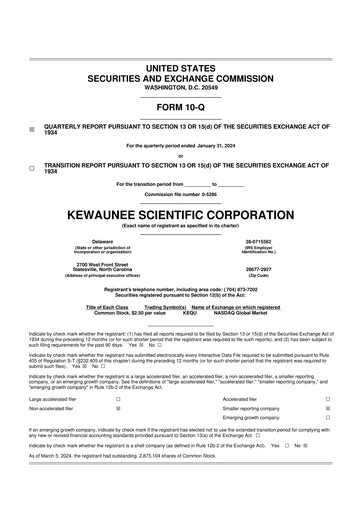 Thumbnail Kewaunee Scientific Corporation 10-Q Quarterly Report FY2024 
