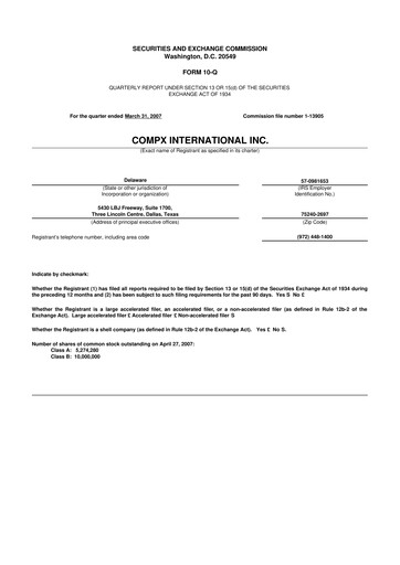 Thumbnail CompX International 10-Q Quarterly Report FY 